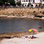 The beach in front of the hotel