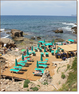 The beach in front of the hotel